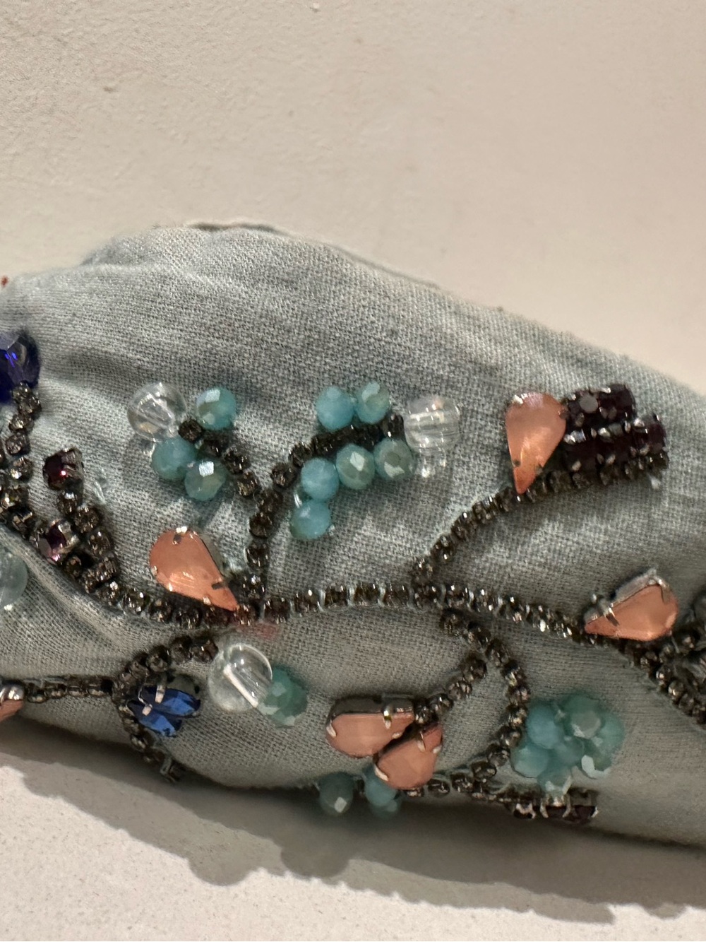 NamJosh Embellished Floral Crystal Headband - Light Blue, Gray & Pink - One Size - Picture 5 of 5